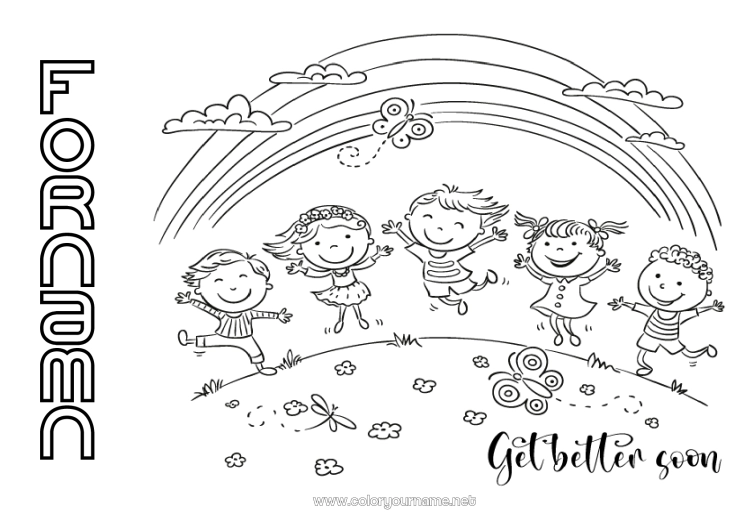 Färgläggningssida att skriva ut Sjuk Flicka Pojke Barn