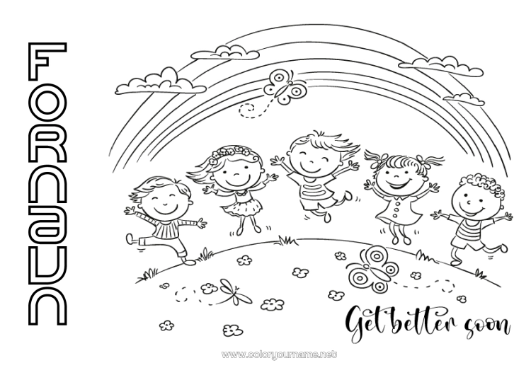 Farvelægningssiden til udskrivning Syg Pige Dreng Barn