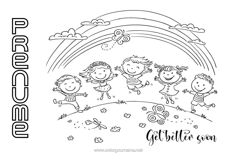 Pagină de colorat de imprimat Bolnav Fată Băiat Copil