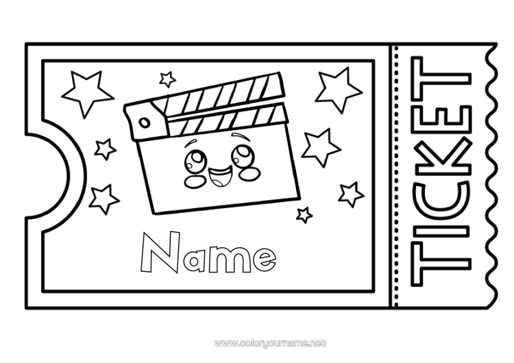 Colouring page to print Cinema Ticket