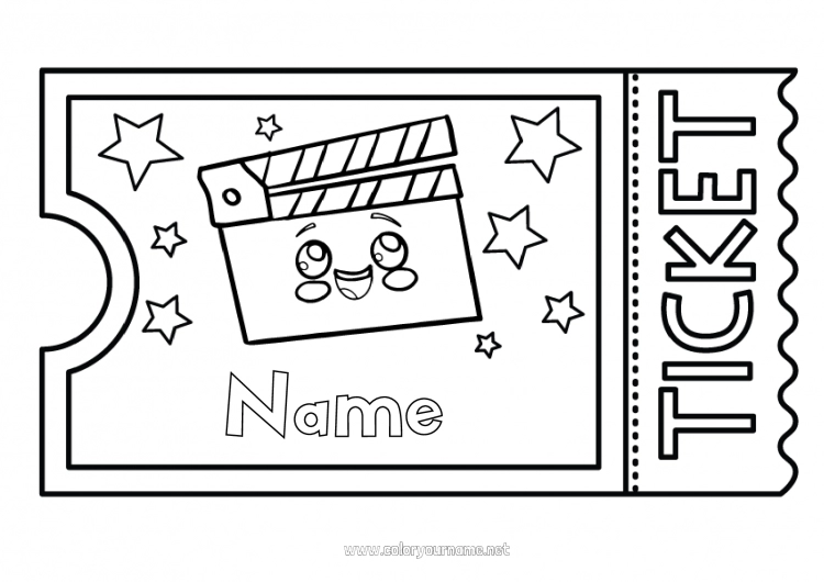 Coloring page to print Movie theater Ticket