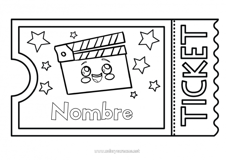 Dibujo para colorear para imprimir Cine Boleto, entrada