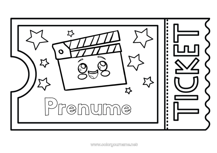 Pagină de colorat de imprimat Cinema Bilet