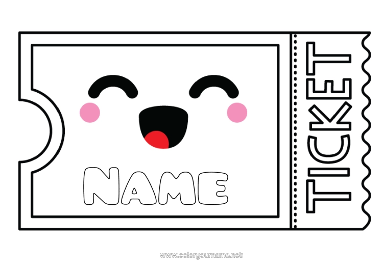 Colouring page to print Cute Ticket