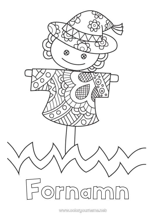 Färgläggningssida att skriva ut Mellannivå färgläggningar Zentangle Skrämsel.