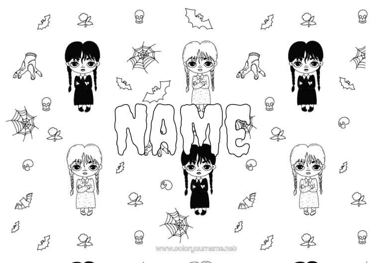 Colouring page to print Bat Halloween Skull The Addams Family Birds And Flying Mammals Cobweb