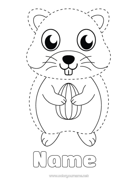 Colouring page to print Children's Activities Animal Easy Colouring Pages Trace And Colour. Other Animals Of The World Hamster