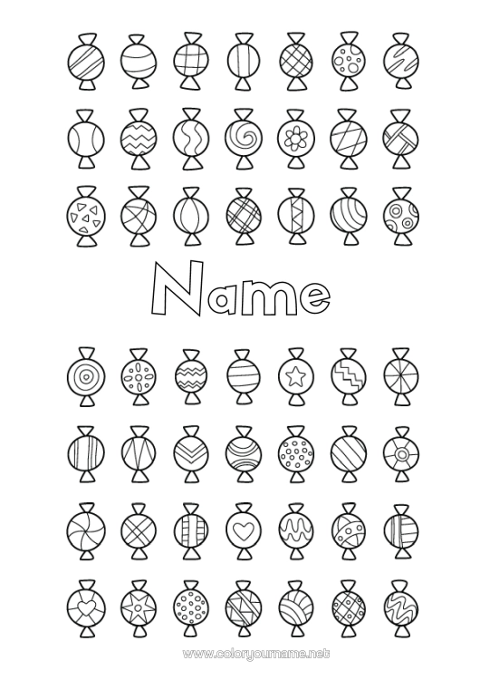 Colouring page to print Sweets Treats, Sweets