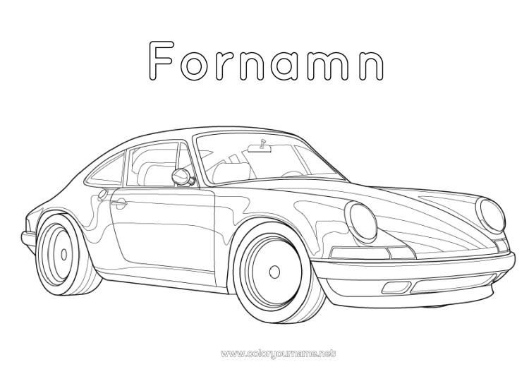 Färgläggningssida att skriva ut Fordon Bil Racerbils Bilar, skåpbilar och husbilar Racingfordon och banor