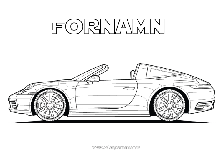 Färgläggningssida att skriva ut Fordon Bil Racerbils Bilar, skåpbilar och husbilar Racingfordon och banor