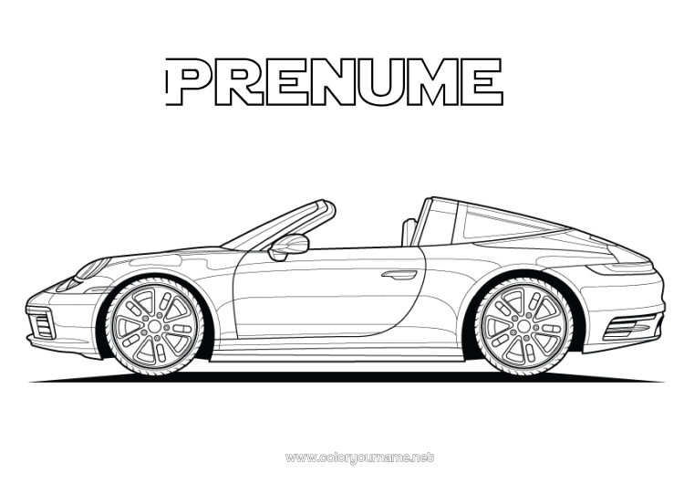 Pagină de colorat de imprimat Vehicule Mașină Mașină de curse Mașini, furgonete și autorulote Vehicule de curse și circuite
