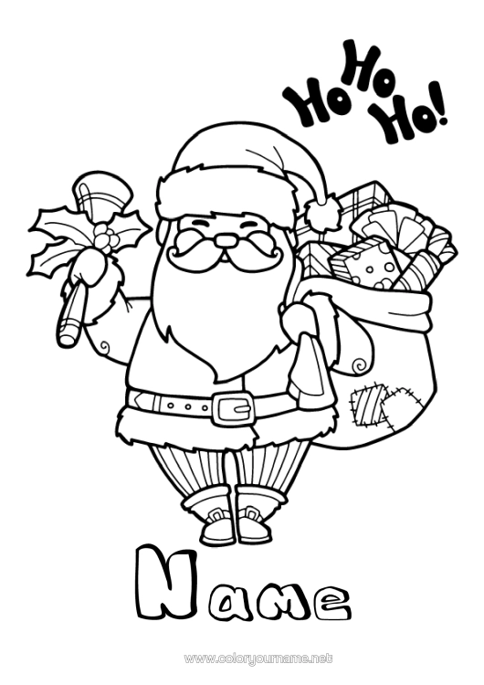 Colouring page to print Gifts Father Christmas Christmas Hood Ho Ho Ho
