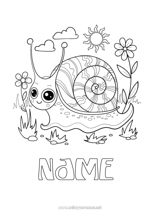 Coloring page to print Animal Snail