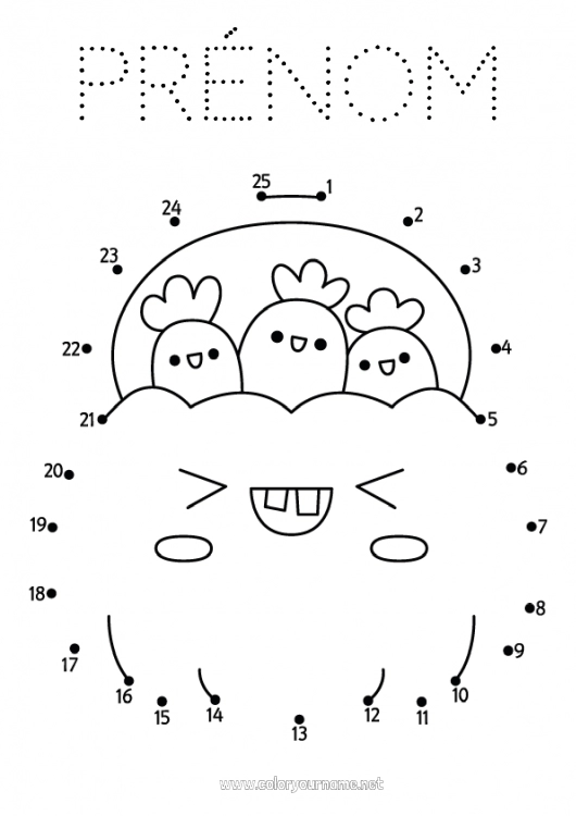 Coloriage à imprimer Citrouille Halloween Kawaii Chiffre Activités enfants Points à relier