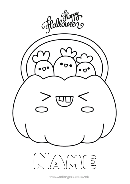 Colouring page to print Sweets Pumpkin Halloween Cute Halloween Sign-Up