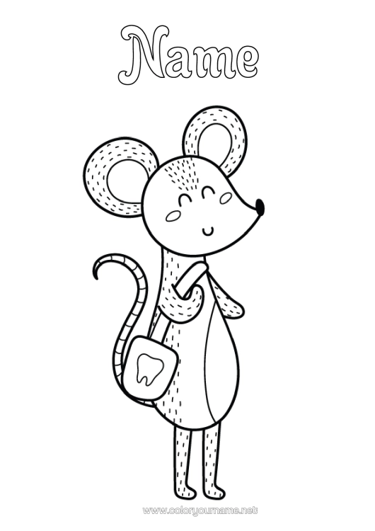 Colouring page to print Milk Tooth Little Mouse