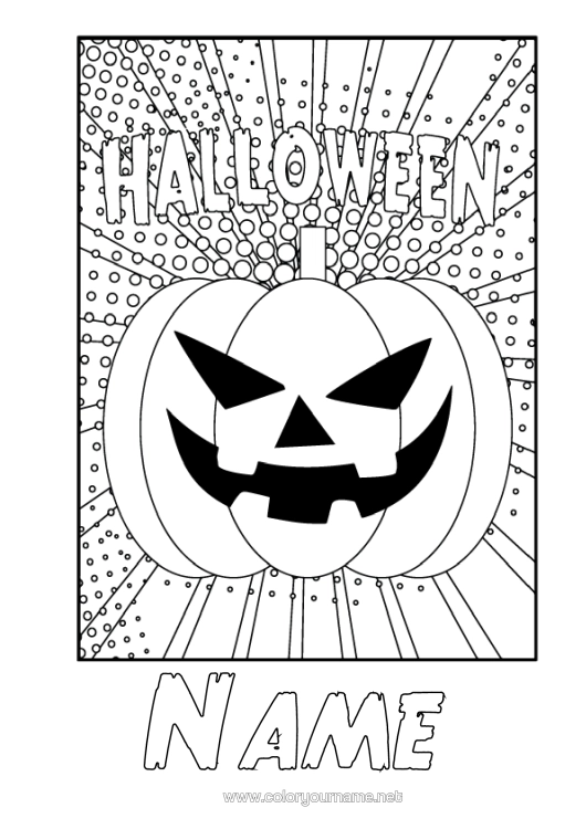 Colouring page to print Pumpkin Halloween Jack O'lantern Halloween Sign-Up