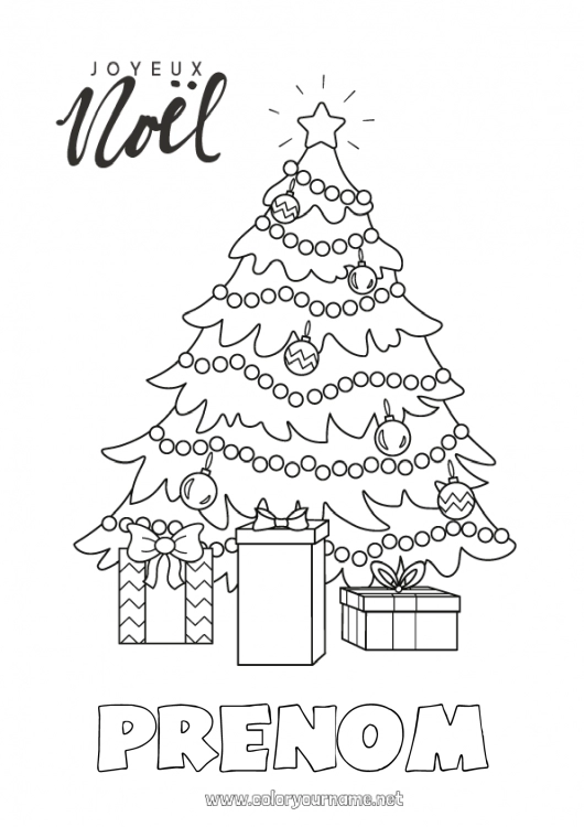 Coloriage à imprimer Cadeaux Sapin de Noël Noël 