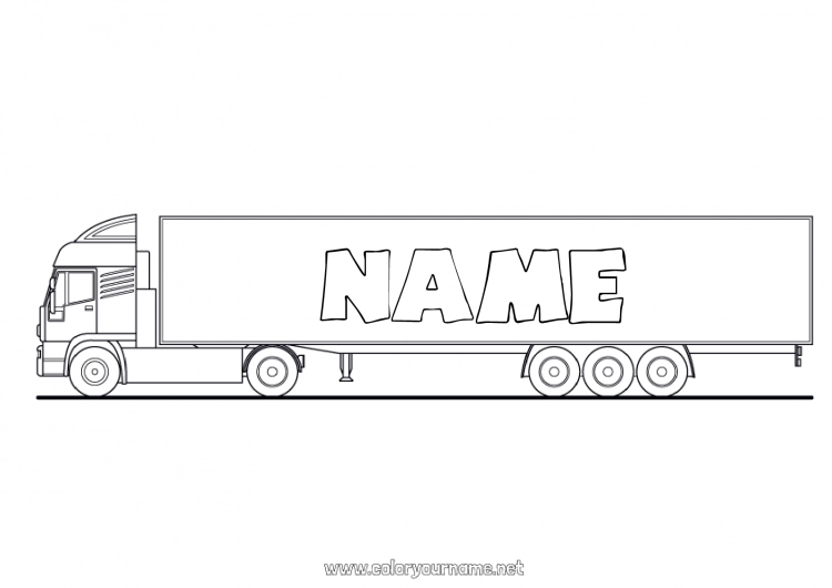 Coloring page to print Truck Vehicles Intermediate coloring pages Trucks and utility vehicles Transportation Professions