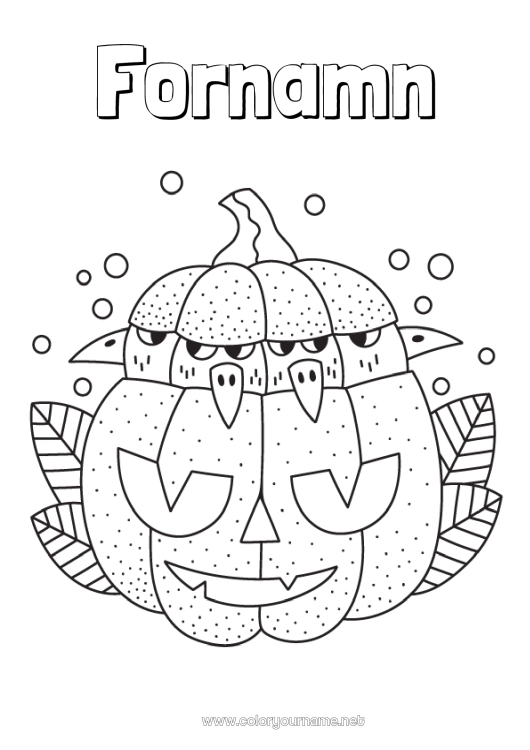 Färgläggningssida att skriva ut Pumpa Halloween Fågel Fåglar och flygande däggdjur