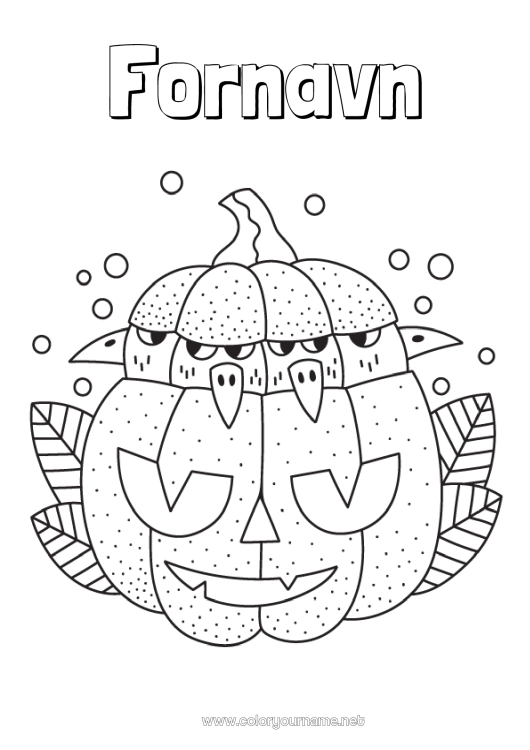 Farvelægningssiden til udskrivning Græskar Halloween Fugl Fugle og flyvende pattedyr