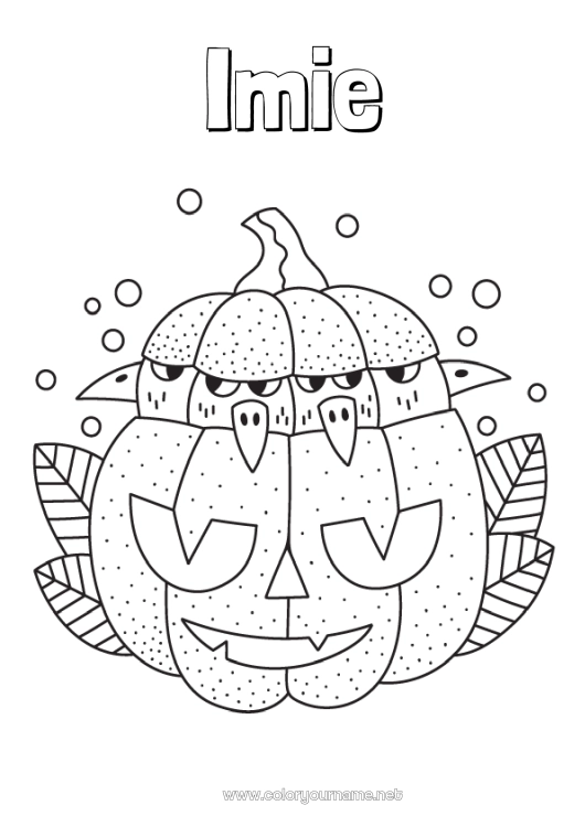 Kolorowanka do wydruku Dynia Halloween Ptak Ptaki i latające ssaki