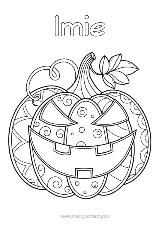 Kolorowanka do wydruku Dynia Halloween Jack O'Lantern Antystres