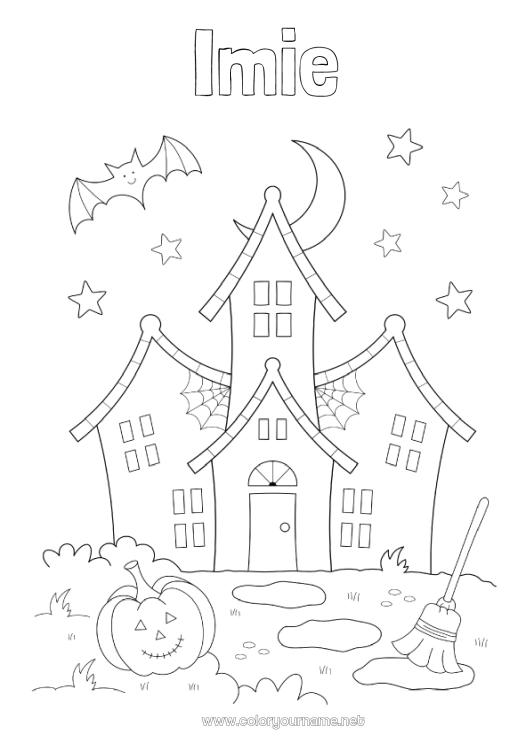 Kolorowanka do wydruku Halloween Zamczysko nawiedzone