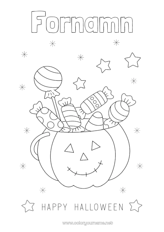 Färgläggningssida att skriva ut Godis Pumpa Halloween Anmälan