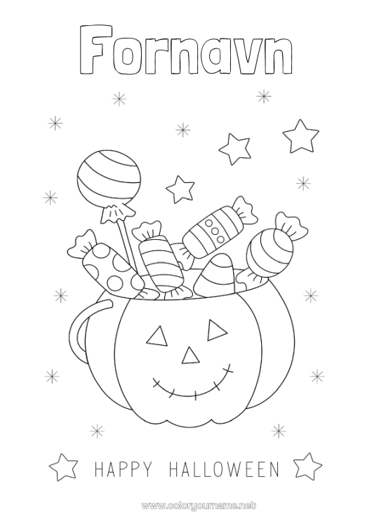 Farvelægningssiden til udskrivning Slik Græskar Halloween Tilmelding