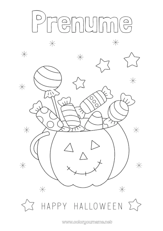 Pagină de colorat de imprimat Bomboane Dovleac Halloween Înscriere