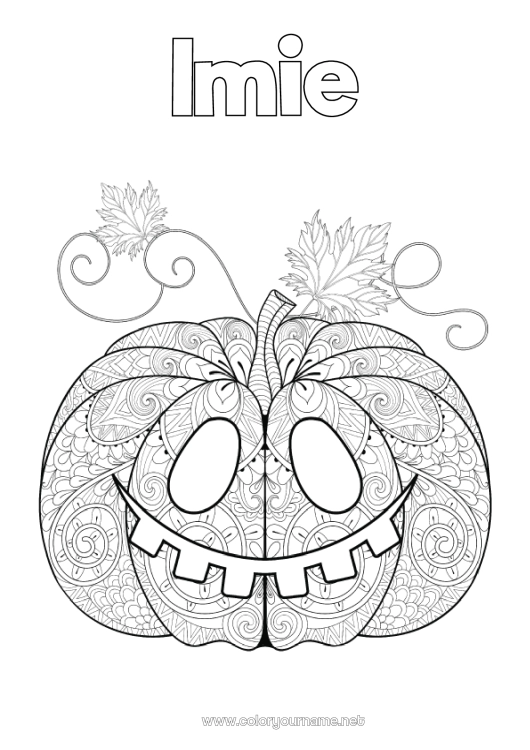 Kolorowanka do wydruku Dynia Halloween Jesień Jack O'Lantern Zentangle Antystres