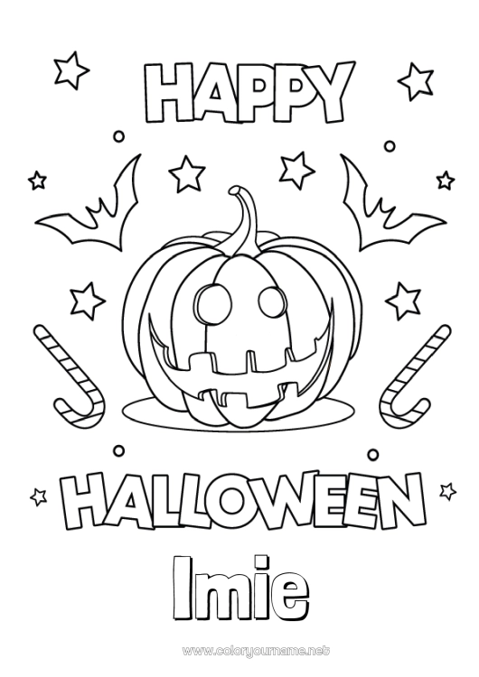 Kolorowanka do wydruku Dynia Halloween Jack O'Lantern Napis 'halloween'