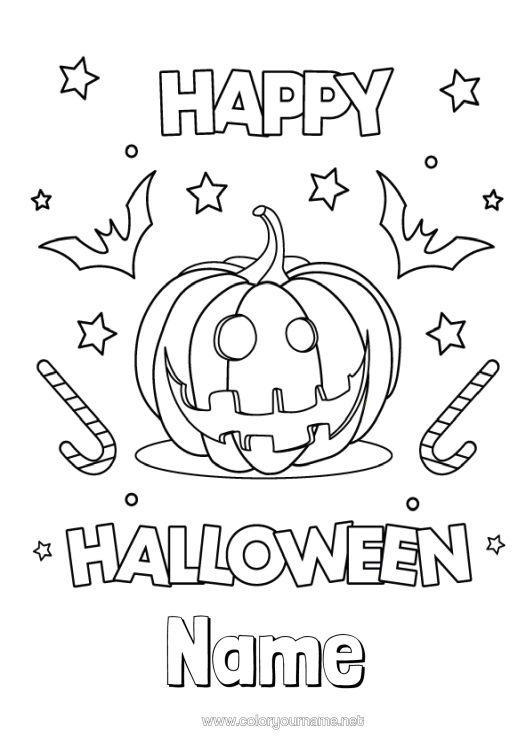 Colouring page to print Pumpkin Halloween Jack O'lantern Halloween Sign-Up