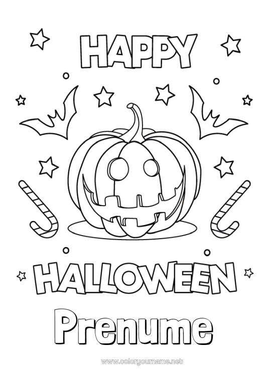 Pagină de colorat de imprimat Dovleac Halloween Jack cu lampa Înscriere 