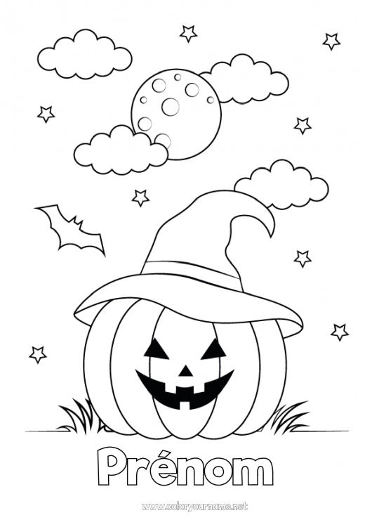 Coloriage à imprimer Citrouille Halloween Jack O'Lantern