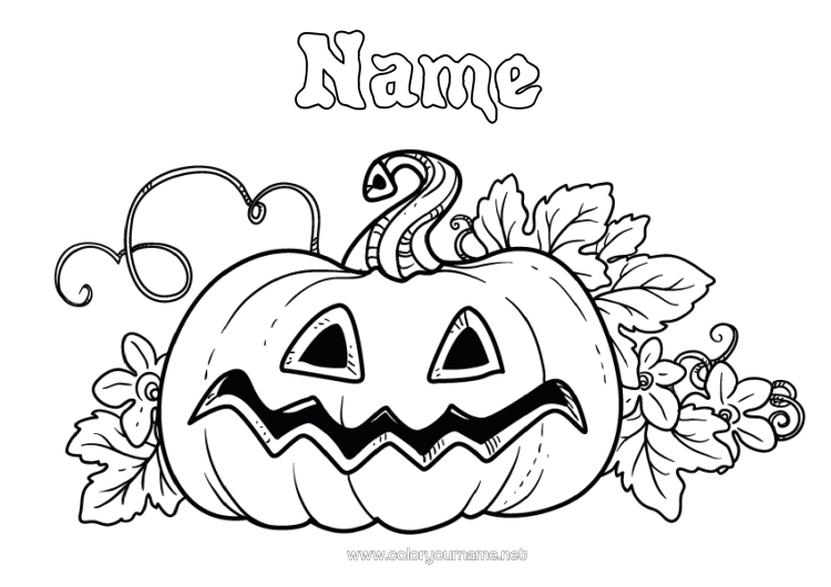 Colouring page to print Pumpkin Halloween Jack O'lantern