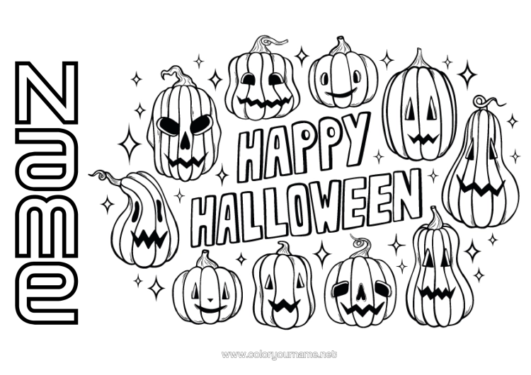 Colouring page to print Pumpkin Halloween Jack O'lantern Halloween Sign-Up