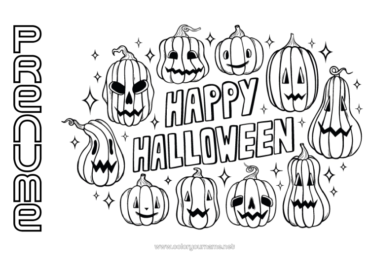 Pagină de colorat de imprimat Dovleac Halloween Jack cu lampa Înscriere 