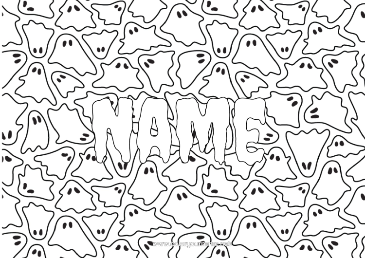 Colouring page to print Ghost Decorated Name Decorative Background