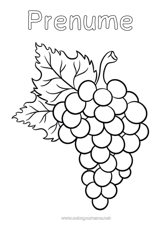 Pagină de colorat de imprimat Toamnă Fructe Strugure
