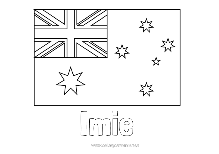 Kolorowanka do wydruku Geografia Flaga Australia - Australia