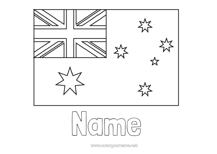 Colouring page to print Geography Flag Australia