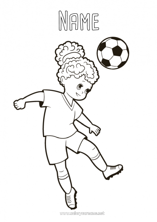 Coloring page to print Football Soccer ball Sport Team sports Women's football Soccer player