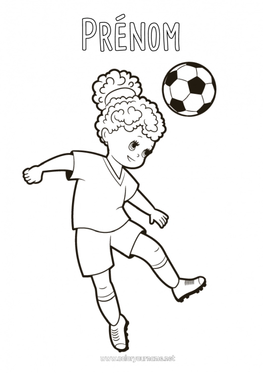 Coloriage à imprimer Football Ballon de foot Sport Sports d'équipe Football féminin Footballeur footballeuse