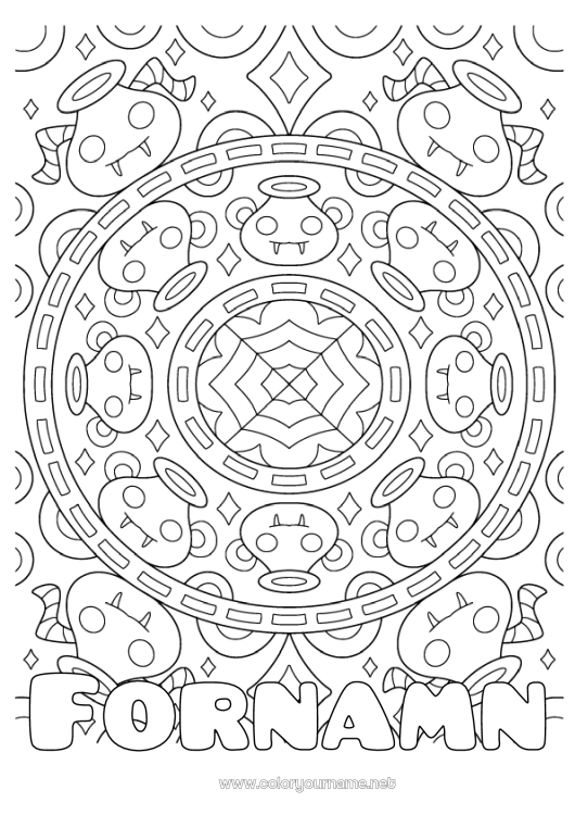 Färgläggningssida att skriva ut Halloween Mandala
