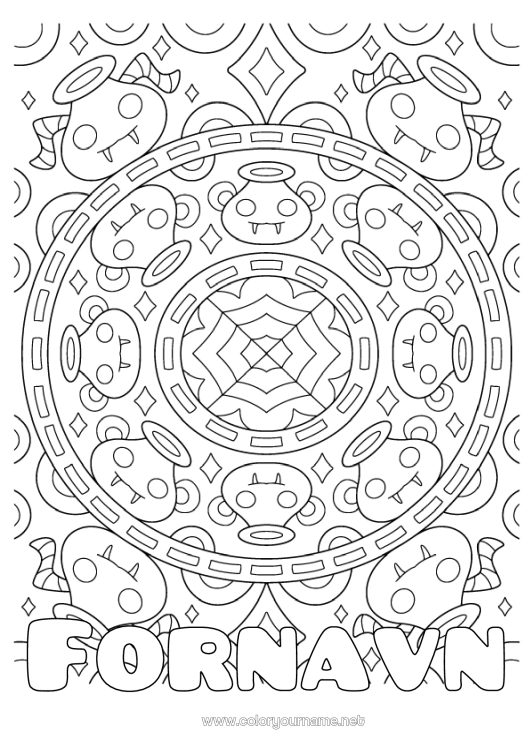 Fargeleggingssiden til utskrift Halloween Mandala