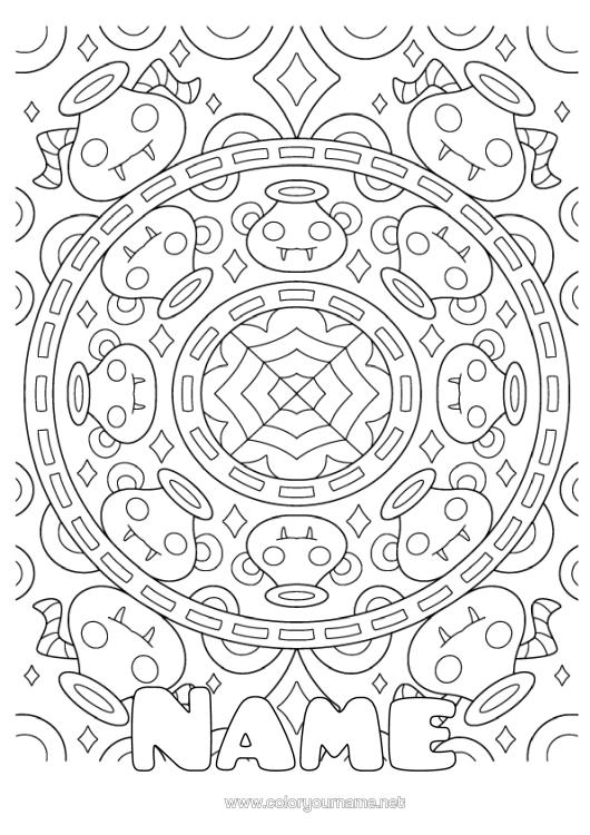 Colouring page to print Halloween Mandala
