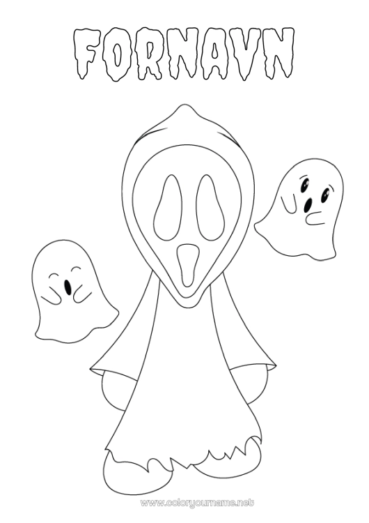 Farvelægningssiden til udskrivning Spøgelse Monster Halloween