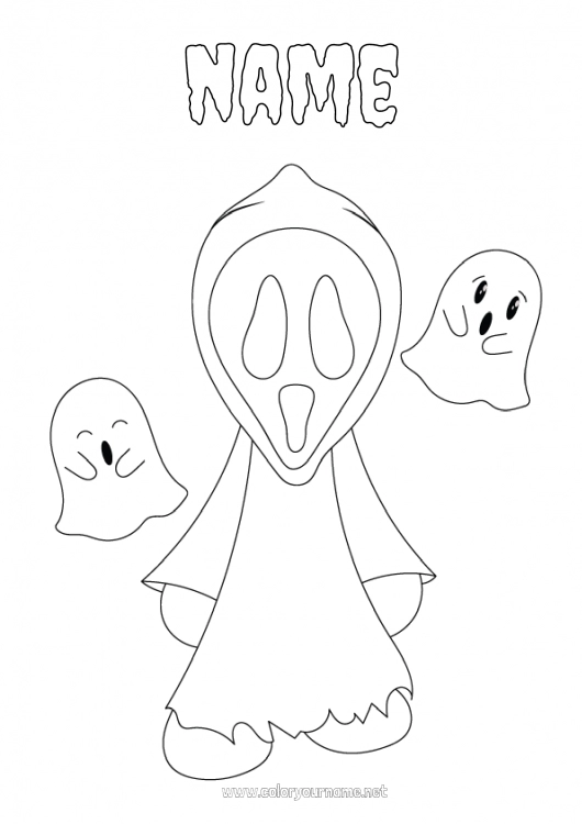 Coloring page to print Ghost Monster Halloween